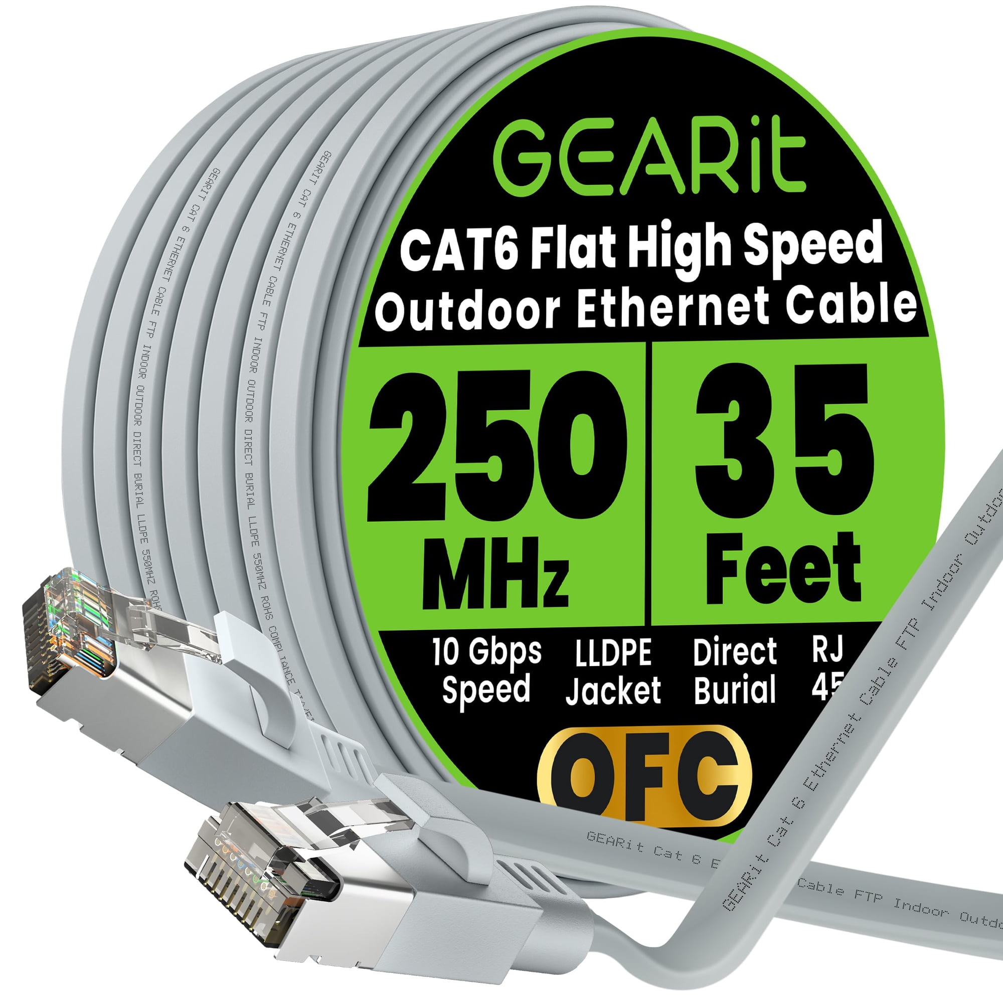 Cable Ethernet Gearit Cat6 10gbps 10,5 M Plano Para Exterior
