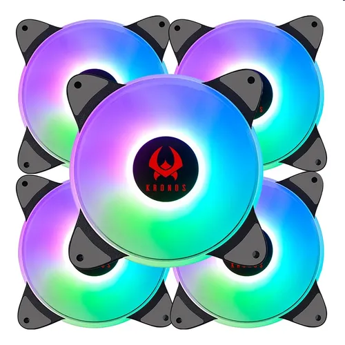 Kit 5 Ventiladores Pc Argb Kronos Blazer Black 120mm Negro