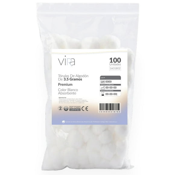 Tórulas de Algodón Premium 3.5gr X 100 Unidades | viRa