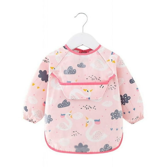 Delantal Babero Manga Larga Impermeable para Niños Rosa