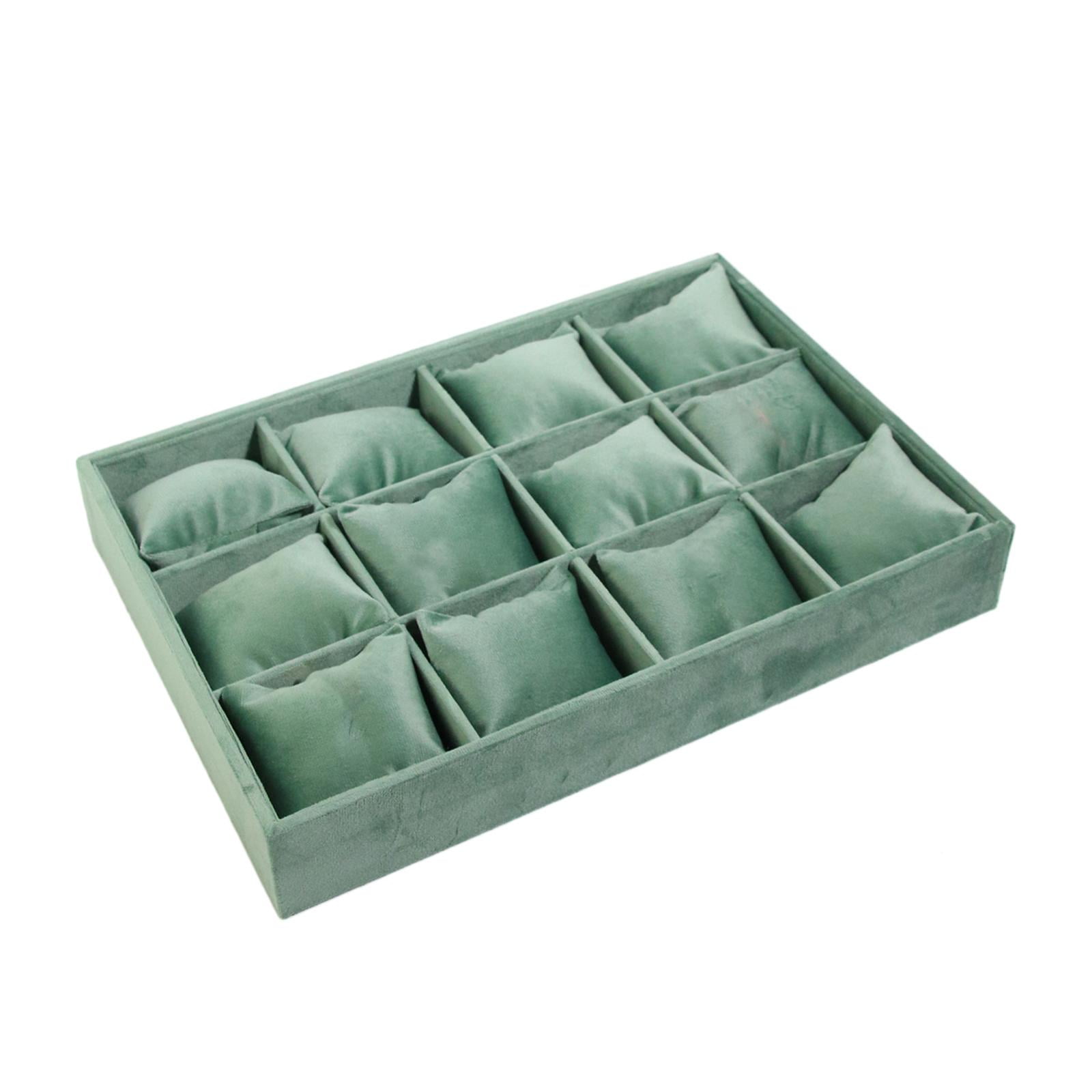 Ioensy - Organizador De Joyas Exhibición De Joyas De Terciopelo Para El Hogar Tienda Regalos Para Niñas Mujeres Bandeja De Pulsera Verde