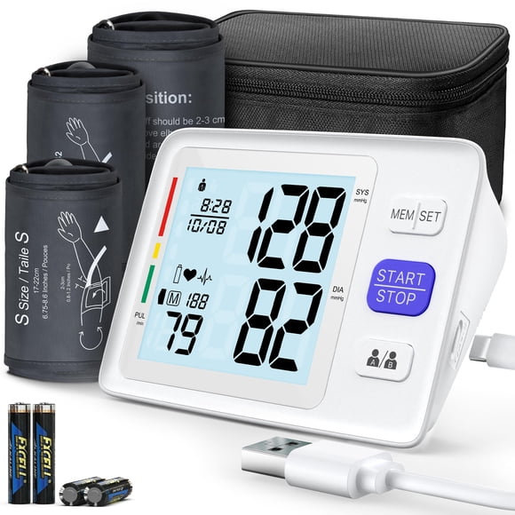 Monitor de presión arterial AQESO 3 brazaletes 18-53 cm LCD 1500 lecturas