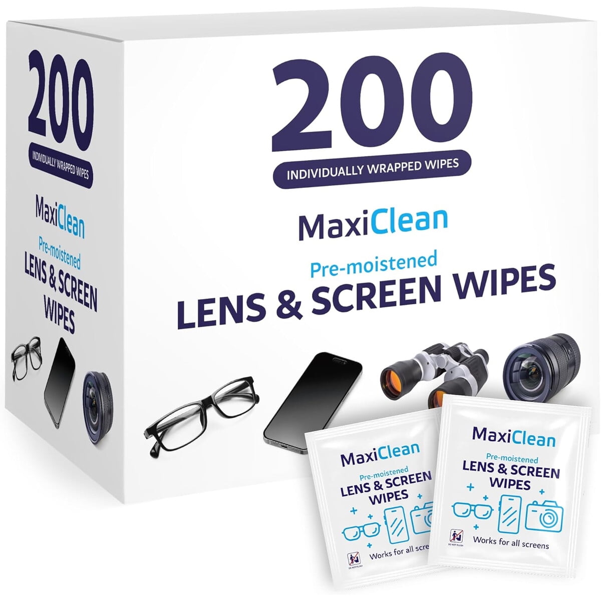 Toallitas Maxiclean 200 Unidades Limpieza Lentes Y Pantallas