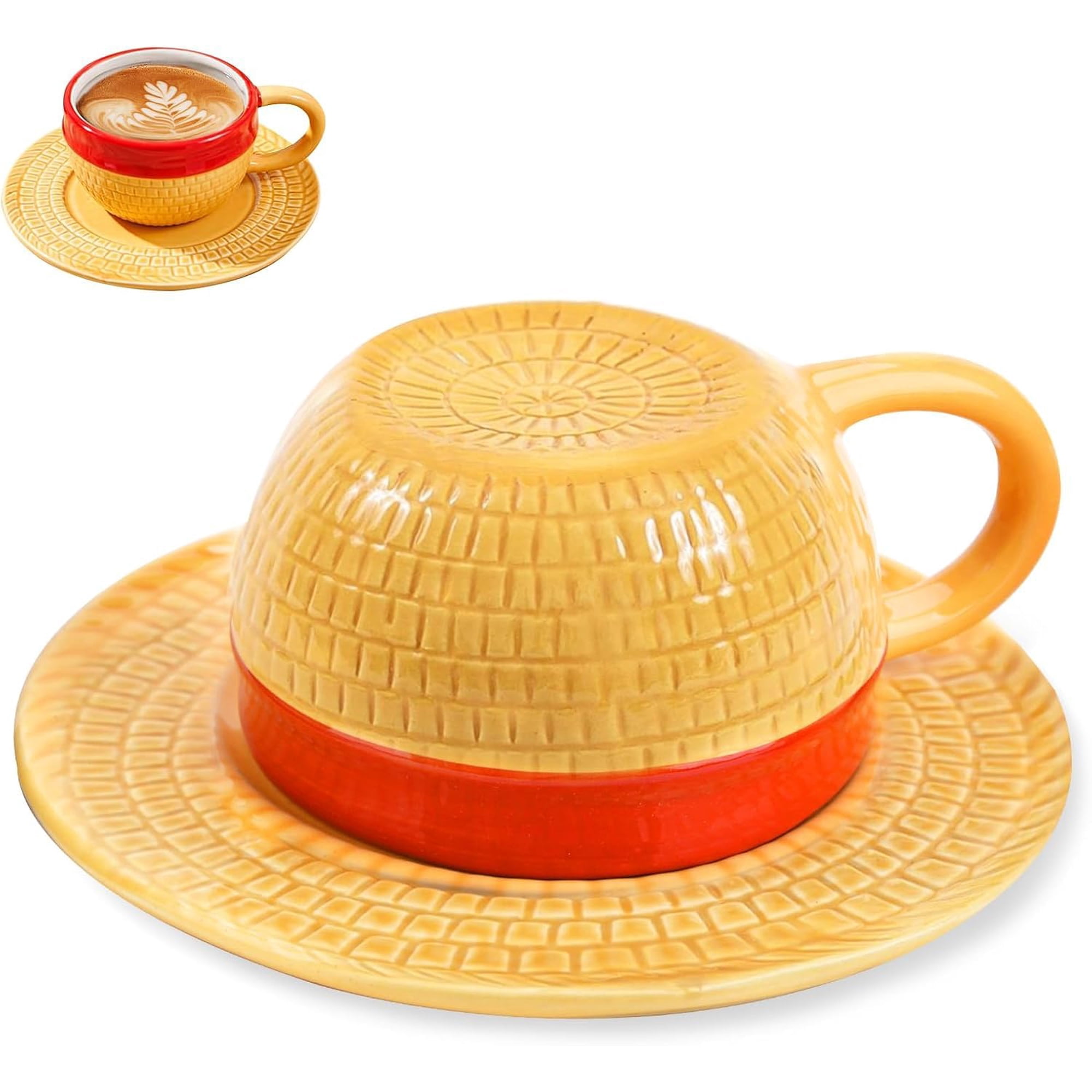 Taza De Café De Cerámica Parknshop Con Forma De Sombrero De Paja, 300 Ml