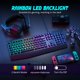 thumbnail image 2 of Teclado para juegos yesbeaut, 7 colores, con retroiluminación LED, arcoíris, 104 teclas, 2 of 7