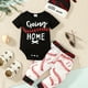 thumbnail image 1 of 3pcs Newborn Infant "GOING HOME" Graphic Bodysuit Onesies & Elastic Waist Baseball Graphic Pants & Hat Set, Baby Boys Toddler Summer Clothes, 1 of 5