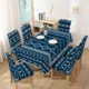 thumbnail image 3 of Mantel De Lino Ipermeable Con Borlas Incluye Fundas Silla Tf Azul Geométrico, 3 of 3