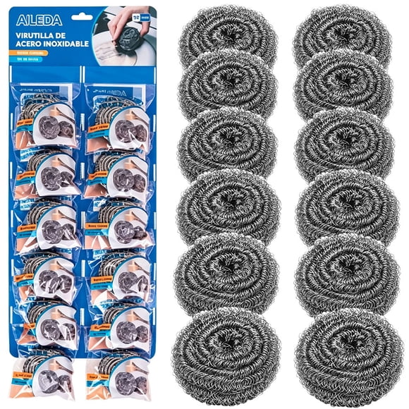 Aileda Esponja Acero 15 Grs X 12 Unidades Virutilla Esponja De Acero Para Olla Y Cocina