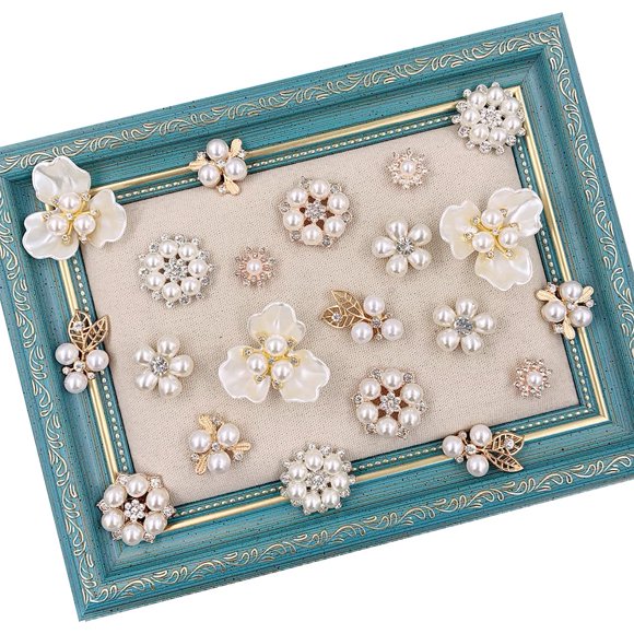 21 botones de perlas con diamantes de imitación Propupy de Pearl Embellishment