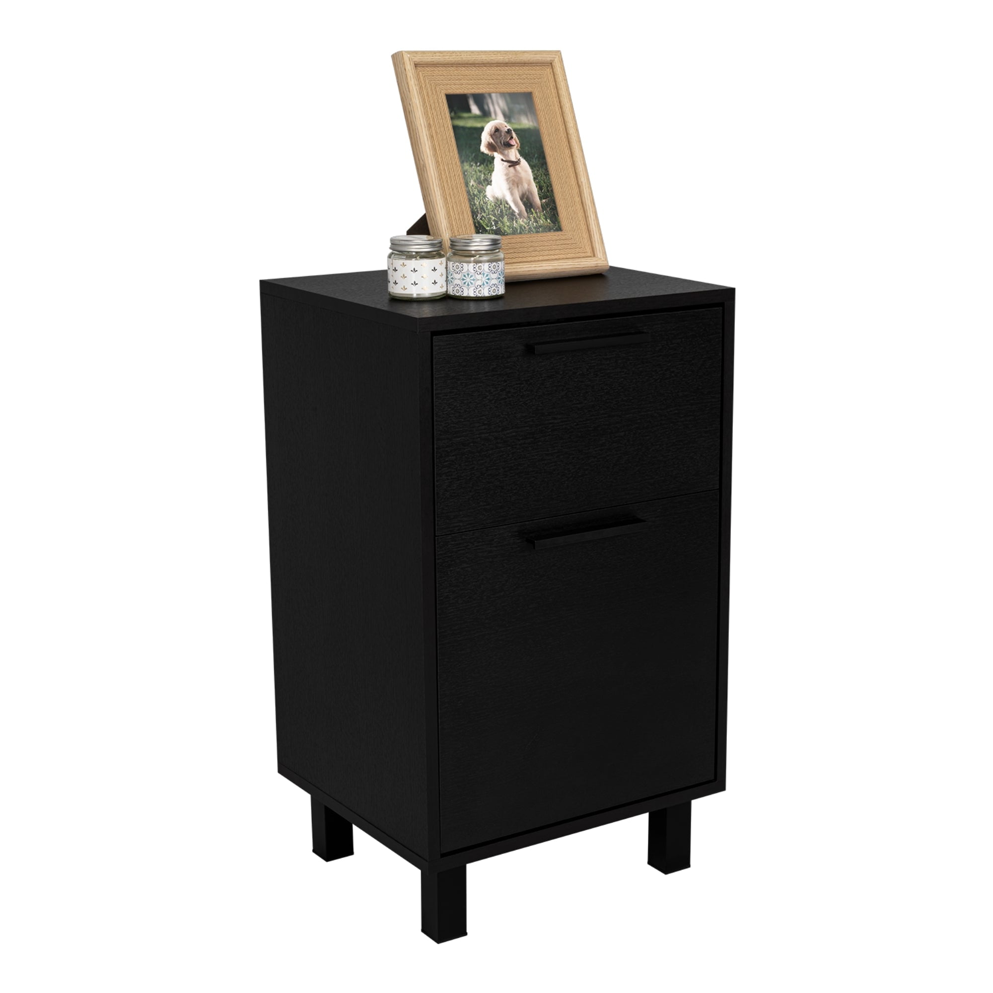 Fmfurniture - Mesa De Noche Secret Con Cajo Oculto Fm-010n Negro