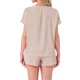 thumbnail image 3 of INSPIRE CHIC Conjunto de Pijama de Satén Sedoso para Mujer, Manga Corta, Cuello Redondo, Bolsillo Frontal, Top y Shorts con Cordón para Dormir, Talla L, Beige, 3 of 5
