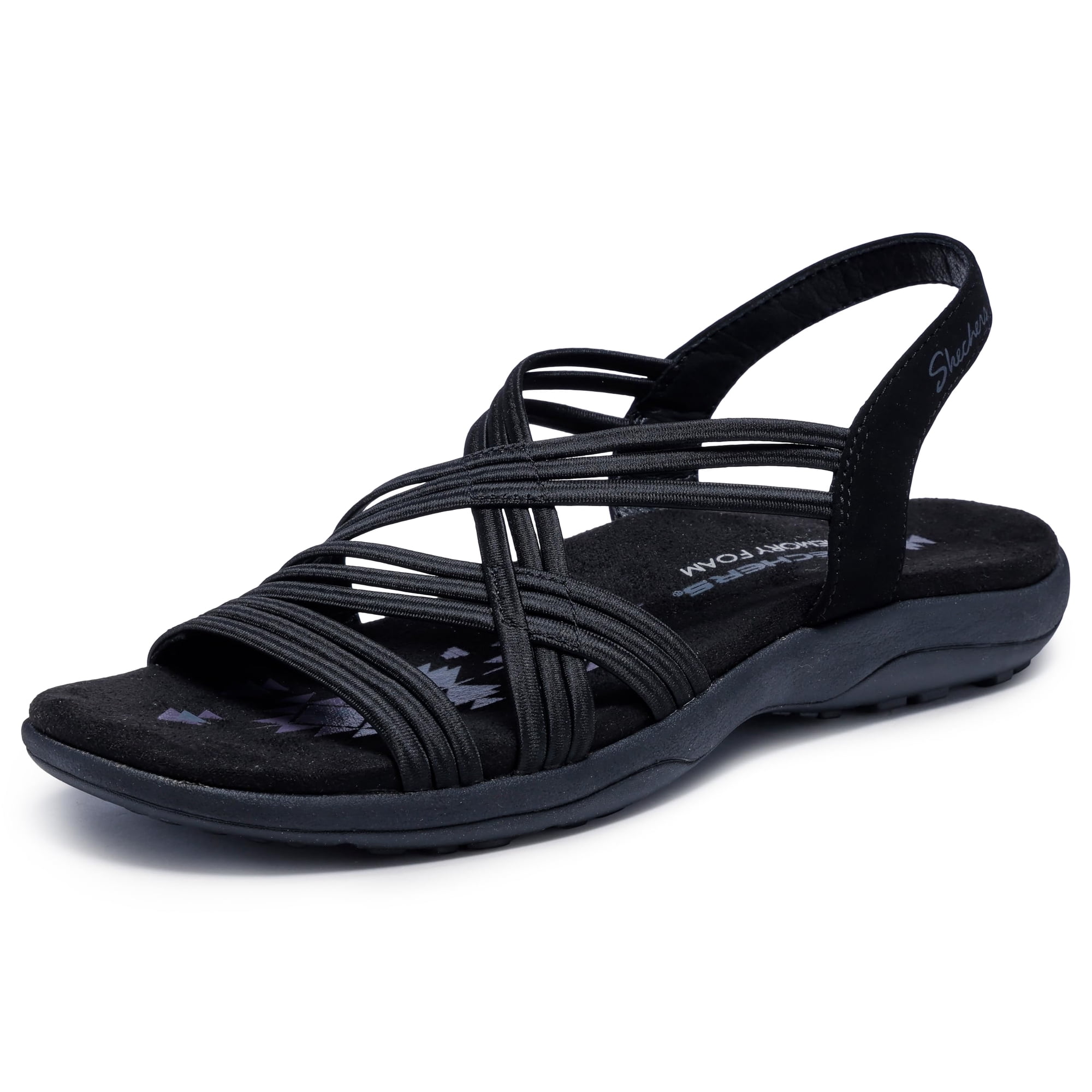 Sandalia Deportiva Skechers Reggae Slim-simply Stretch Para Mujer, Color Negro
