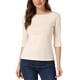 thumbnail image 1 of INSPIRE CHIC Camisetas de Mujer Mangas al Codo Cuello Barco Ajuste Ceñido Casual Beige M, 1 of 6