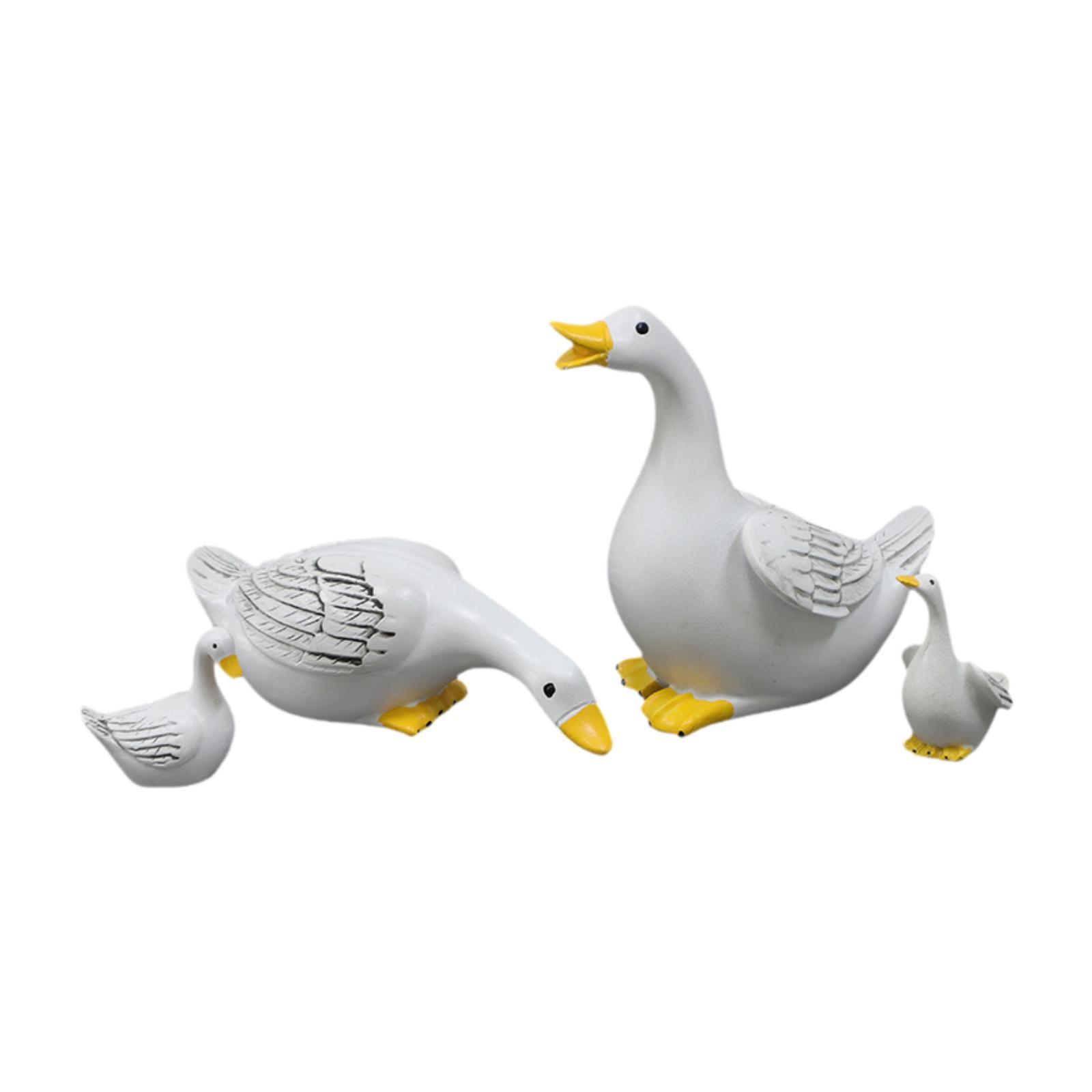 Ioensy - 4 Estatuas De Jardín De La Familia De Los Patos, Esculturas De Animales, Figuras De Resina Para Sala De Estar