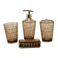 Magideal - 4X Portacepillos De Dientes Dispensador De Loción, Premium, Organizador, Juego De Accesorios De Baño Vaso De Enjuague Bucal Para Decoración De Baño De Marrón