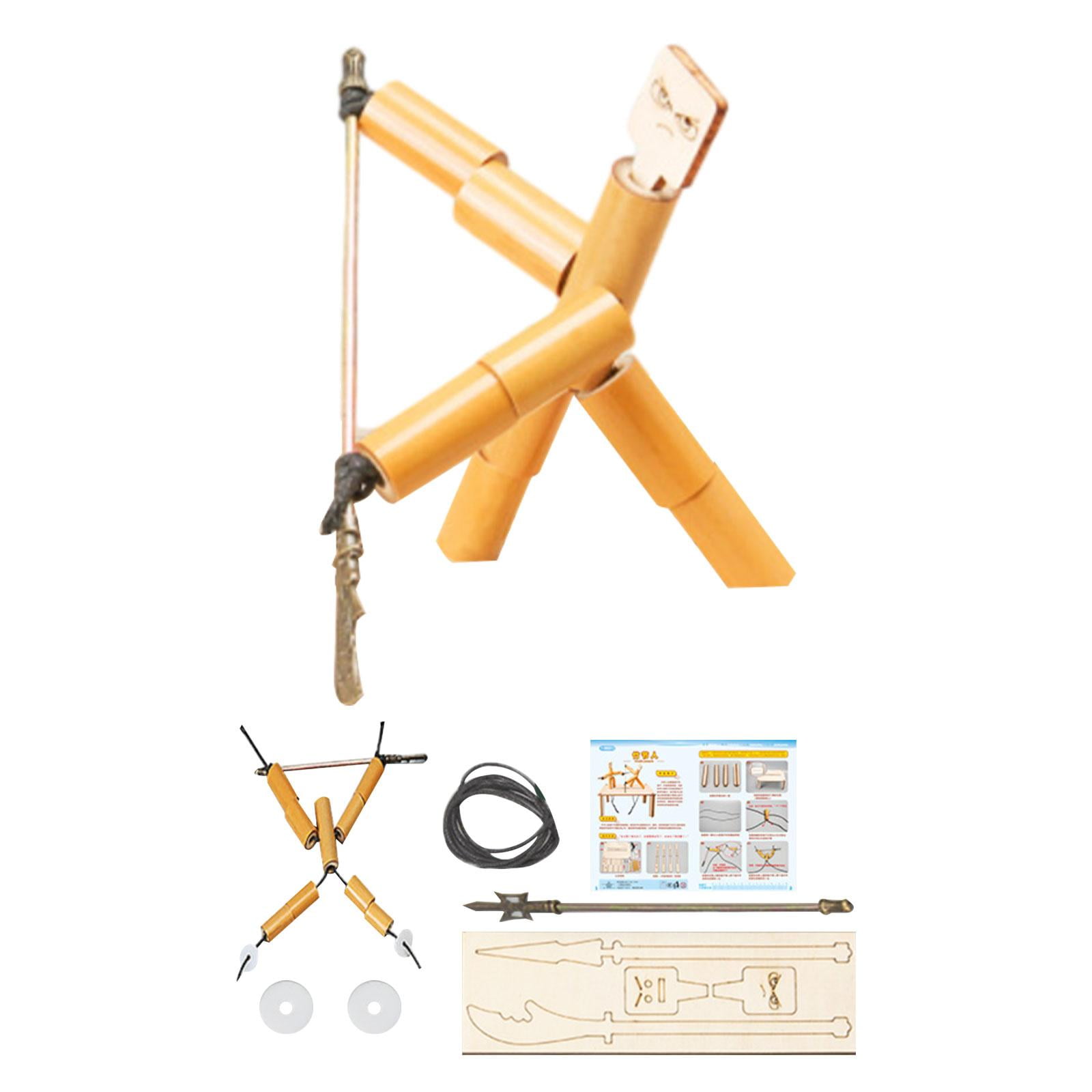 Magideal - Juego De Marionetas De Esgrima De Madera, Diversión De Lucha De Hombre De Bambú, Juguete De Lucha De Mesa De Madera, Marioneta De Bricolaje, Juguete D Herramienta De Madera Y Metal