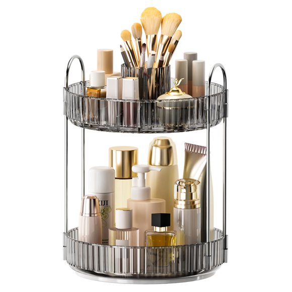 Caddy BEFSOP Organizador Giratorio de Maquillaje de 2 Niveles Gris