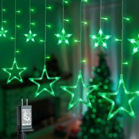 Cadena De Luces Navideñas Mygoto Green Star Icicle De 8.2 Pies Y 126 Led