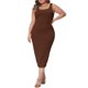 thumbnail image 4 of Agnes Orinda Trajes de Halloween Vestido de Mujer Tallas Grandes Verano Sin Mangas Cuello Cuadrado Ajustado Cóctel Vestido de Tirantes 2X Marrón, 4 of 8