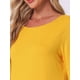 thumbnail image 5 of INSPIRE CHIC Conjunto de Pijama de Manga Larga para Mujer, Conjunto de Descanso Suave y Elástico con Top Sólido y Pantalones Capri Florales para Casa M Amarillo, 5 of 6