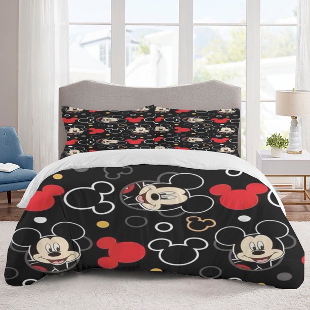 Mickey Mouse Bedding Sets Cartoon Duvet Cover Lightweight 3 Piece Bet Sets for Kids Boys Girls