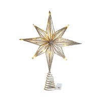 Magideal - Estrella Navidad Topper Árbol Hierro Adorno Artesanal Función Iluminación Base Firme Para Mesa Estantería Oficina Habitación Sala De Estar Regalos Nav 20Cm Champán