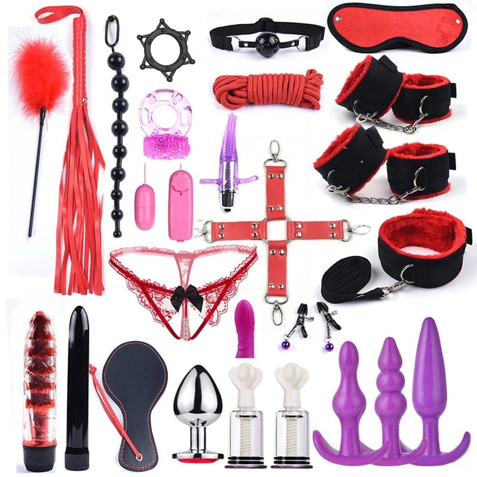 G Spot Dildo Vibrator Anal Plug Bondage Set Sex Toys For Women Whip