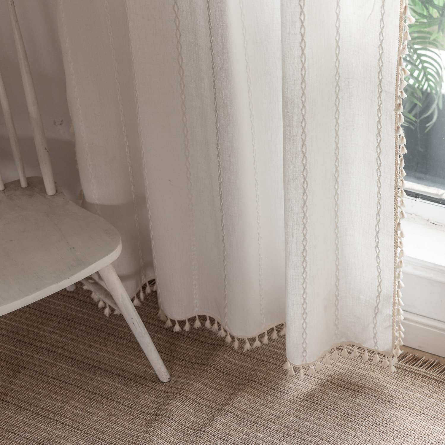 Cortinas De Ventana Bclbuste Boho Semiopacas, 2 Paneles, 210 X 132 Cm