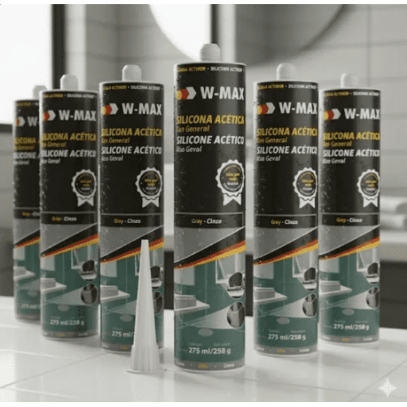 Silicona Acética Gris 280 Ml. Antihongos W-max Wurth 6 Unidades