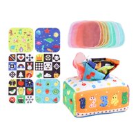 Bothyi - Caja De Pañuelos Para Tirar, Juguete Sensorial, Pañuelos Para Tirar Ocupados Para Niños Pequeños, Número De Bebé