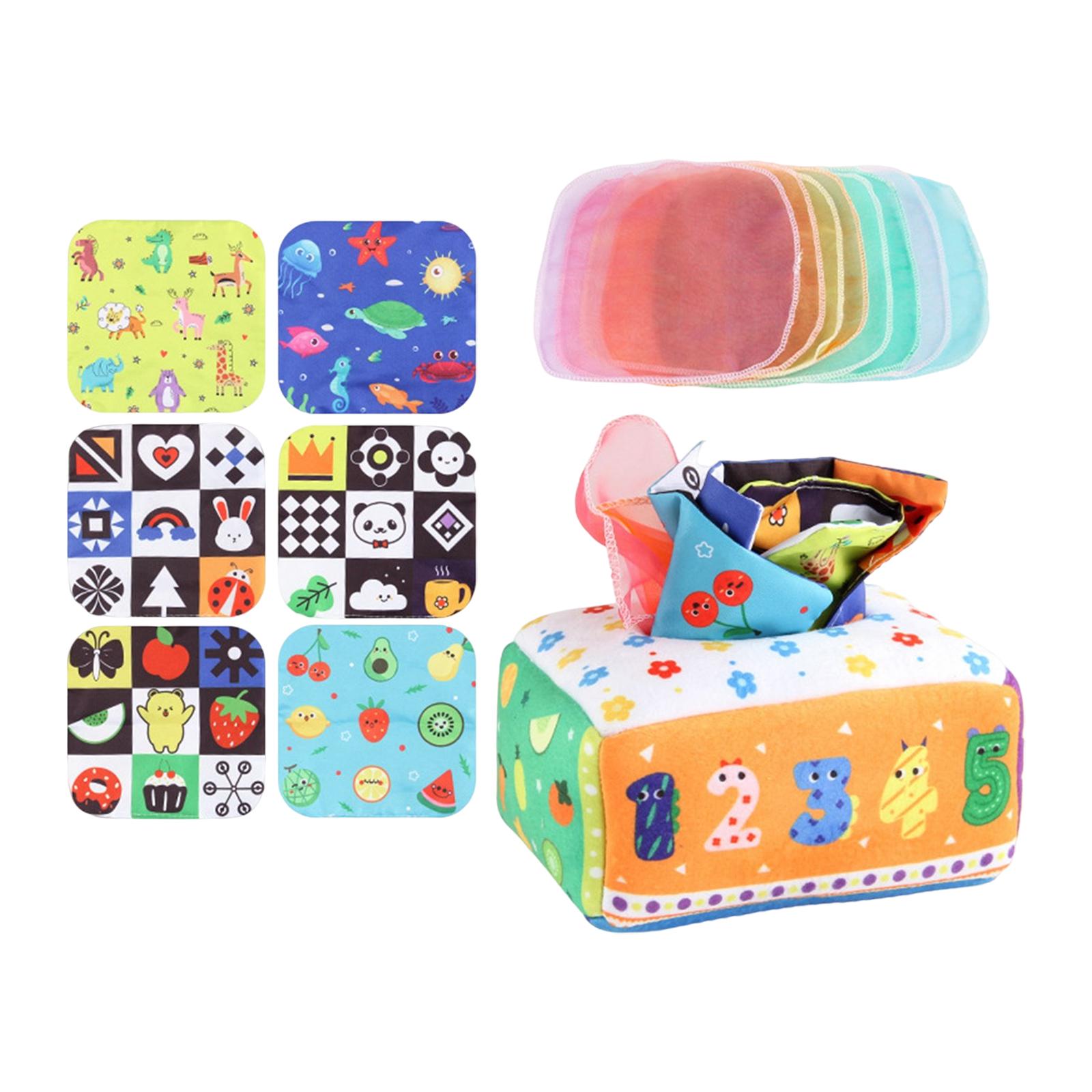 Bothyi - Caja De Pañuelos Para Tirar, Juguete Sensorial, Pañuelos Para Tirar Ocupados Para Niños Pequeños, Número De Bebé