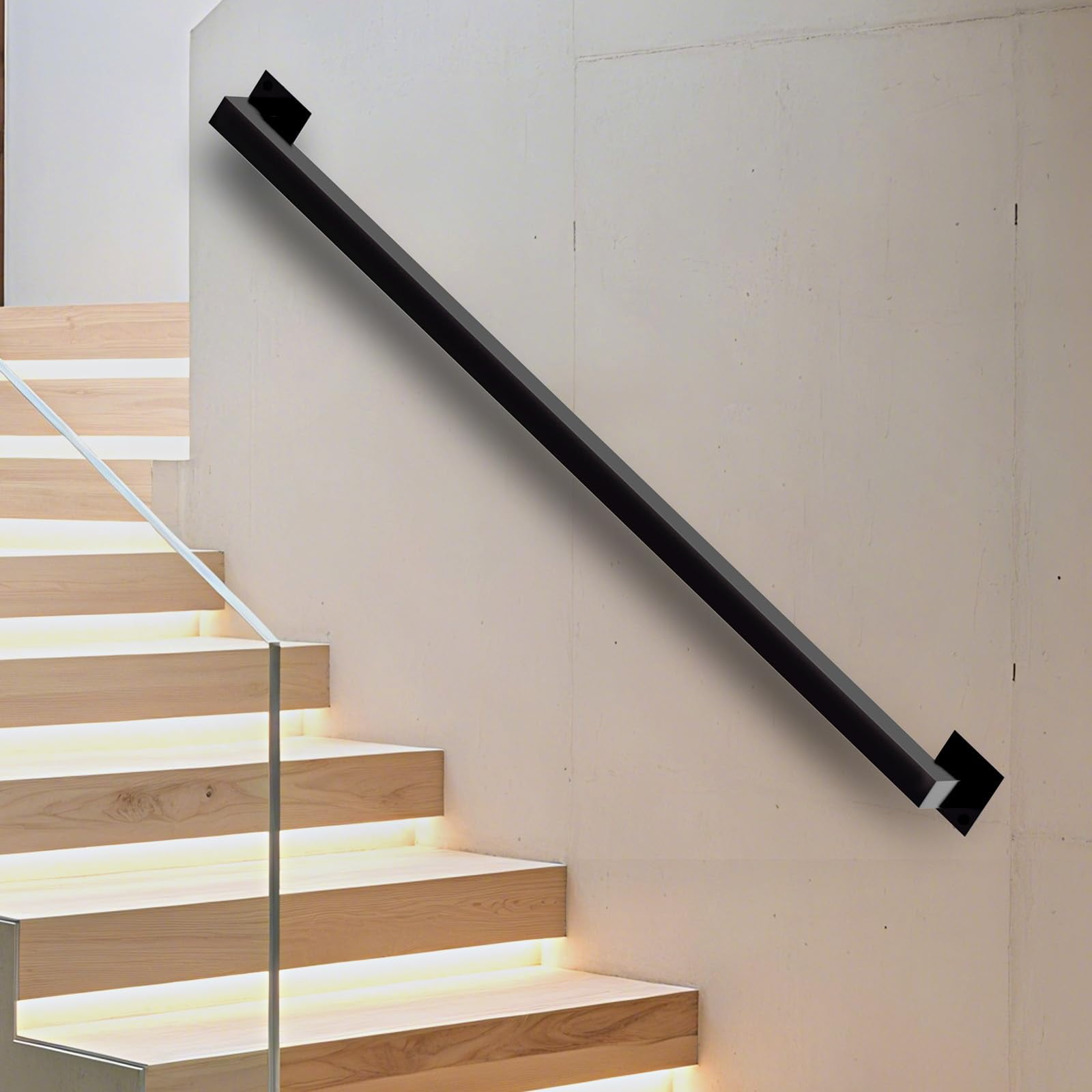 Pasamanos Vznek De Hierro De 61 Cm, Negro, De Pared, Resistente Al Óxido