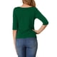 thumbnail image 3 of INSPIRE CHIC Camisetas de Mujer Mangas al Codo Cuello Barco Ajuste Ceñido Casual Camisetas Verde Oscuro L, 3 of 7