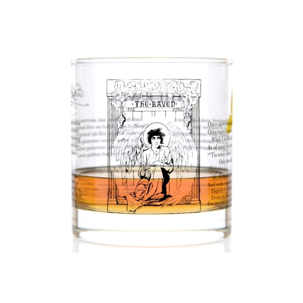 Vaso de Whisky Clásico Well Told - El Cuervo de Edgar Allan Poe - Vaso Old Fashioned para Amantes de los Libros (11 oz)