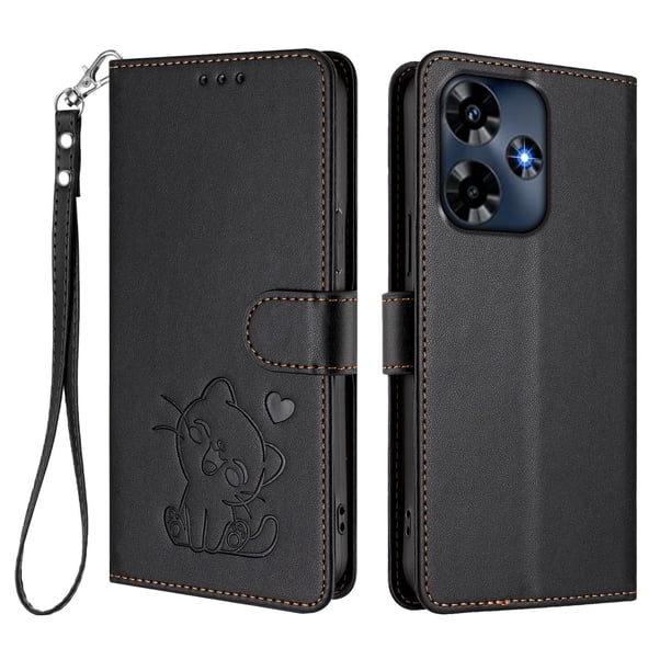Funda Volteable tipo Billetera con Correa para Infinix Hot 30 4G, Negro