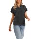 thumbnail image 4 of Blusas de Manga Corta para Mujeres Casual de Negocios con Estampado de Lunares Cuello en V Tops de Oficina S Negro, 4 of 6