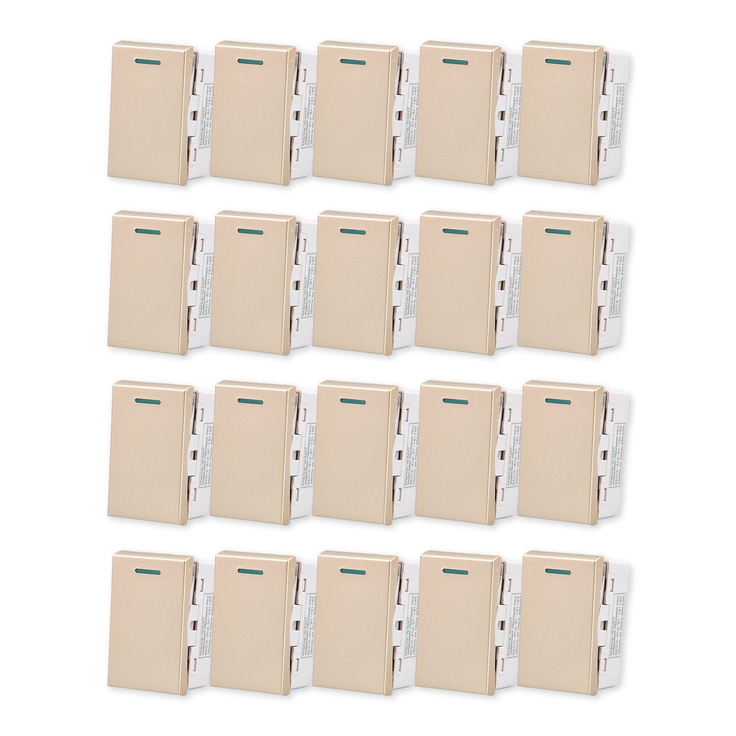 Want - Pack 20 Módulo Interruptor Metálico 9/24 250v - Dorado