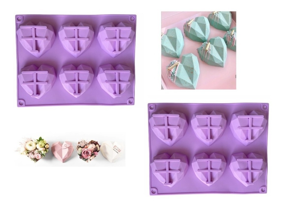 Genérico - Pack X2 Molde Corazon Diamante Molde Corazón Geometrico