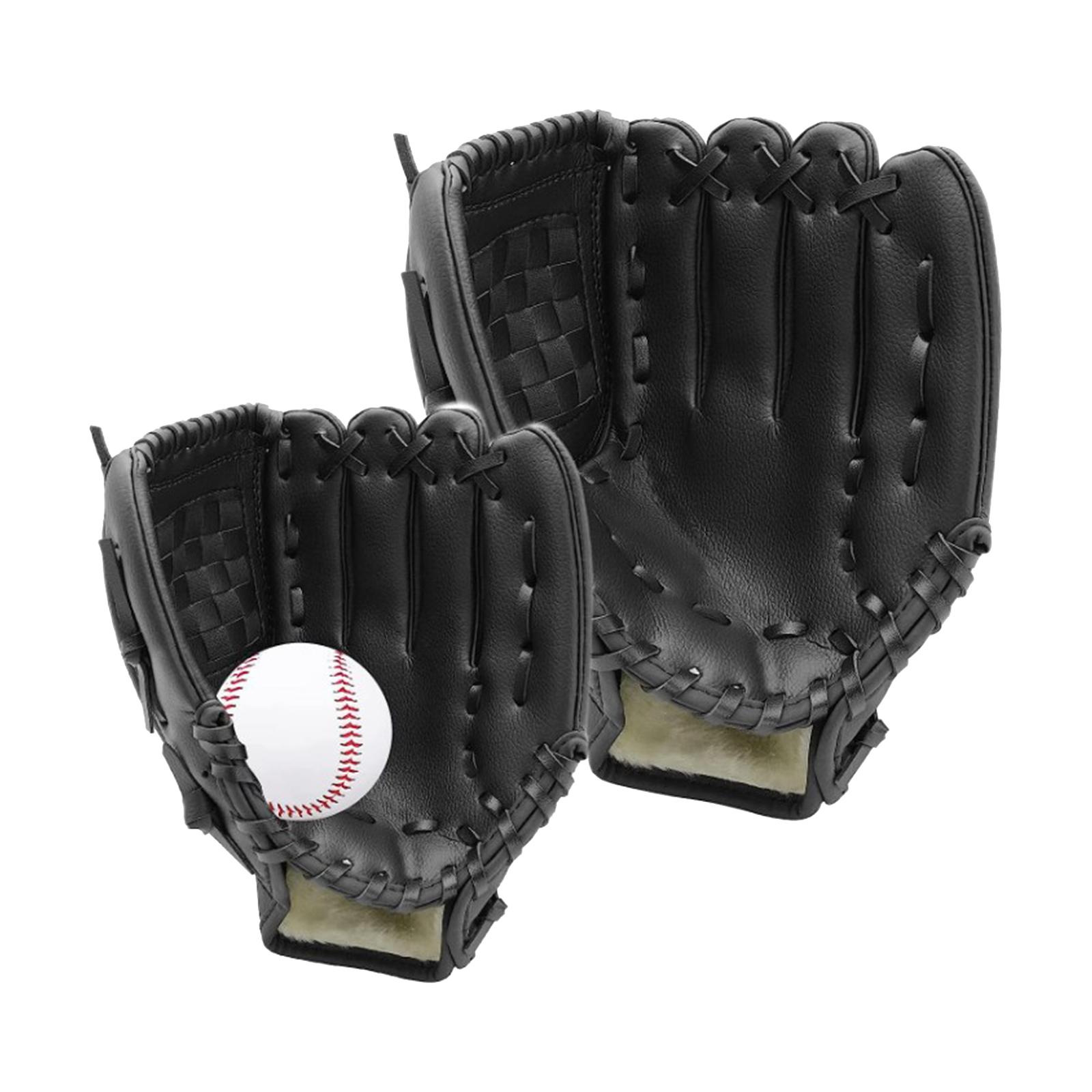 Magideal - 2X Guantes De Béisbol Guantes De Sóftbol Engrosados Fáciles De Romper Con Guantes De Béisbol De Pelota Para Principiantes, Entrenador Al Aire Libre, Negro