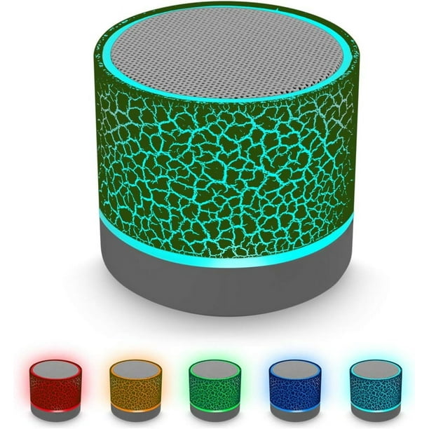 Mini altavoz Bluetooth inalámbrico portátil, altavoz estéreo recargable con graves superbajos IA y luces LED
