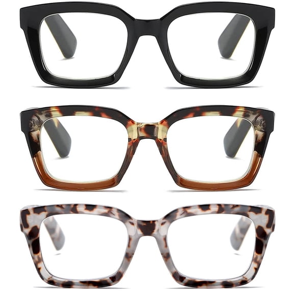 Gafas de lectura LOUOL HCB +1.5 con bloqueo de luz azul, paquete de 3
