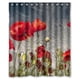 thumbnail image 1 of Cortina de ducha con amapolas rojas y flores, juego de cortinas de baño con ganchos, tamaño 60 x 72 pulgadas, 1 of 3