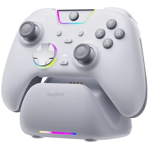 Control Gamer EasySMX X05 Pro Inalámbrico Multiplataforma blanco | Botones Silenciosos Pro + Base