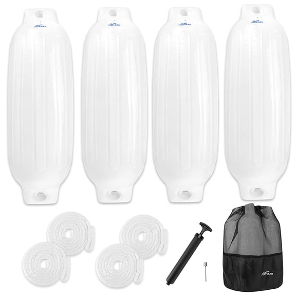 Defensa para barco Affordura, paquete de 4, 22 cm, inflable, blanca