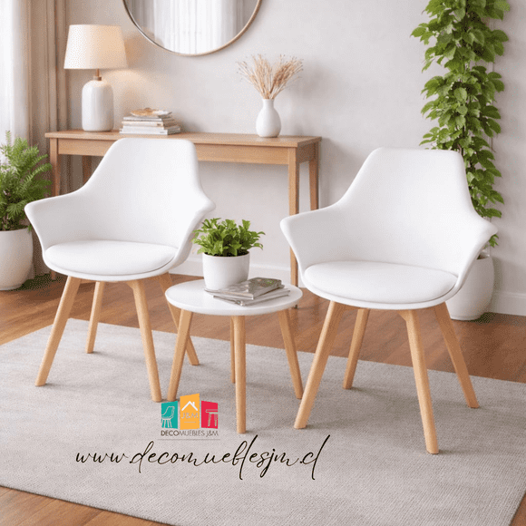Pack 2 Butacas Eames Tulip Acolchadas - Blanco