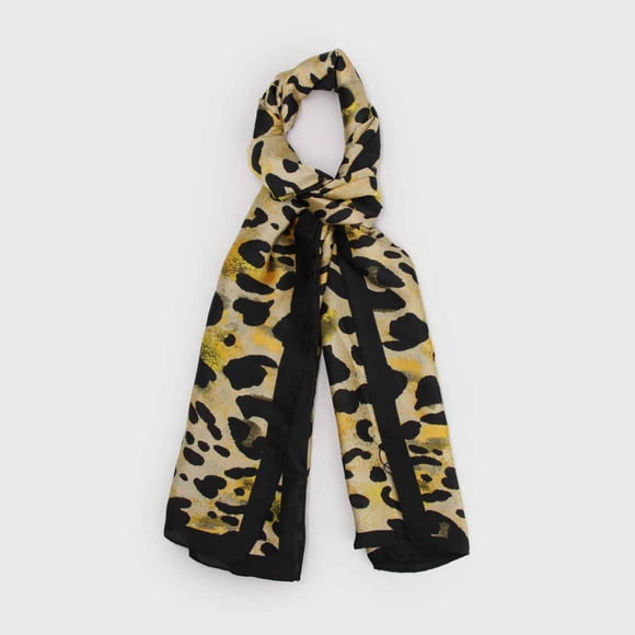 Pañuelo Largo Tipo Seda De 90x180cm Estampado Animal Print amarillo Talla Única