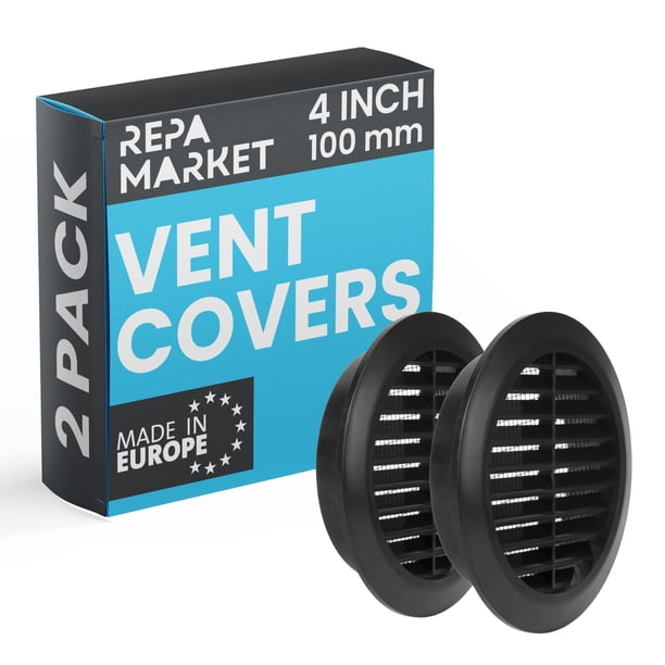 Cubierta para rejilla de ventilación Repa Market, redonda, negra, de plástico, 10 cm, paquete de 2
