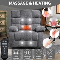 M&Ms - Lift Recliner Chair Heat Massage Dual Motor Infinite Position Up To 350 Lbs Large Electric Power Lift Recliners With Power-Remote, Medium-Firm And Heavy Duty, Grey
