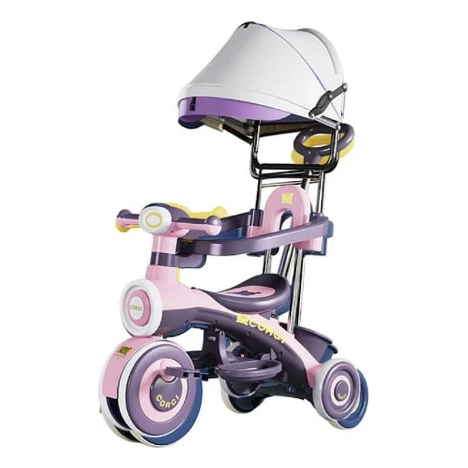 Crusec - Triciclo Infantil Musical Con Toldo Ajustable Y Luces - Morado