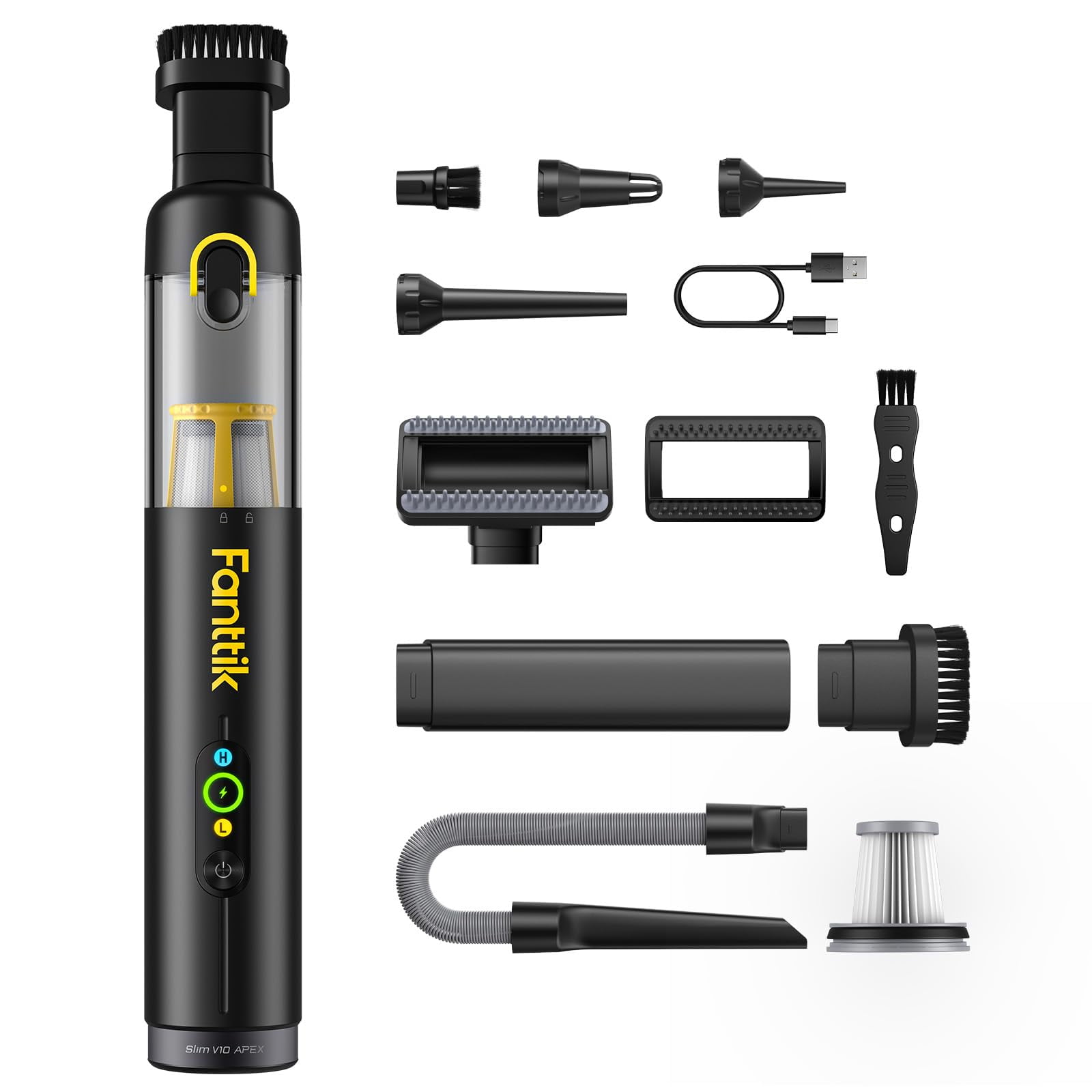 Aspirador Inalámbrico Para Coche Fanttik Slim V10 Apex Con Succión De 19 Kpa